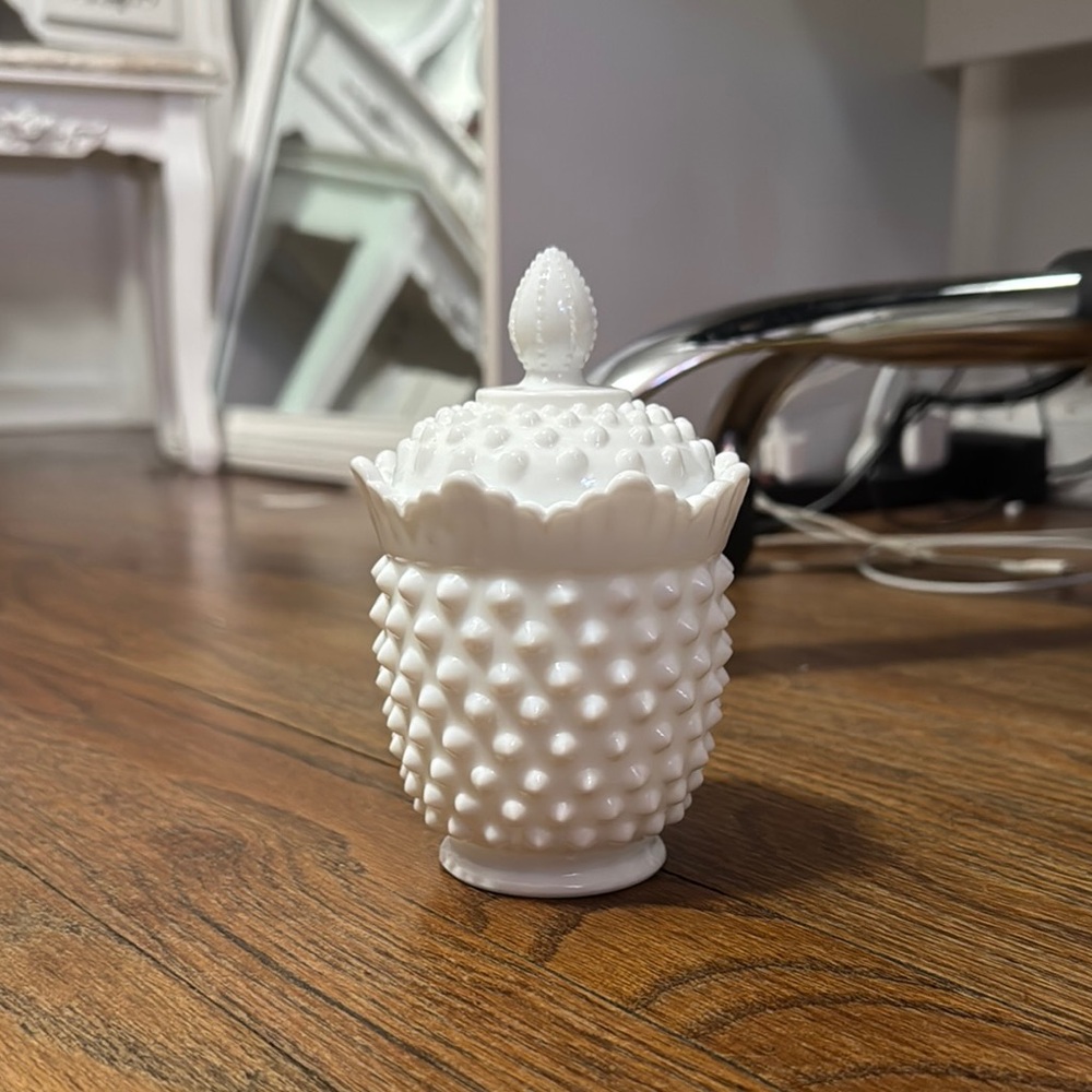 White Spiky Glass Jar